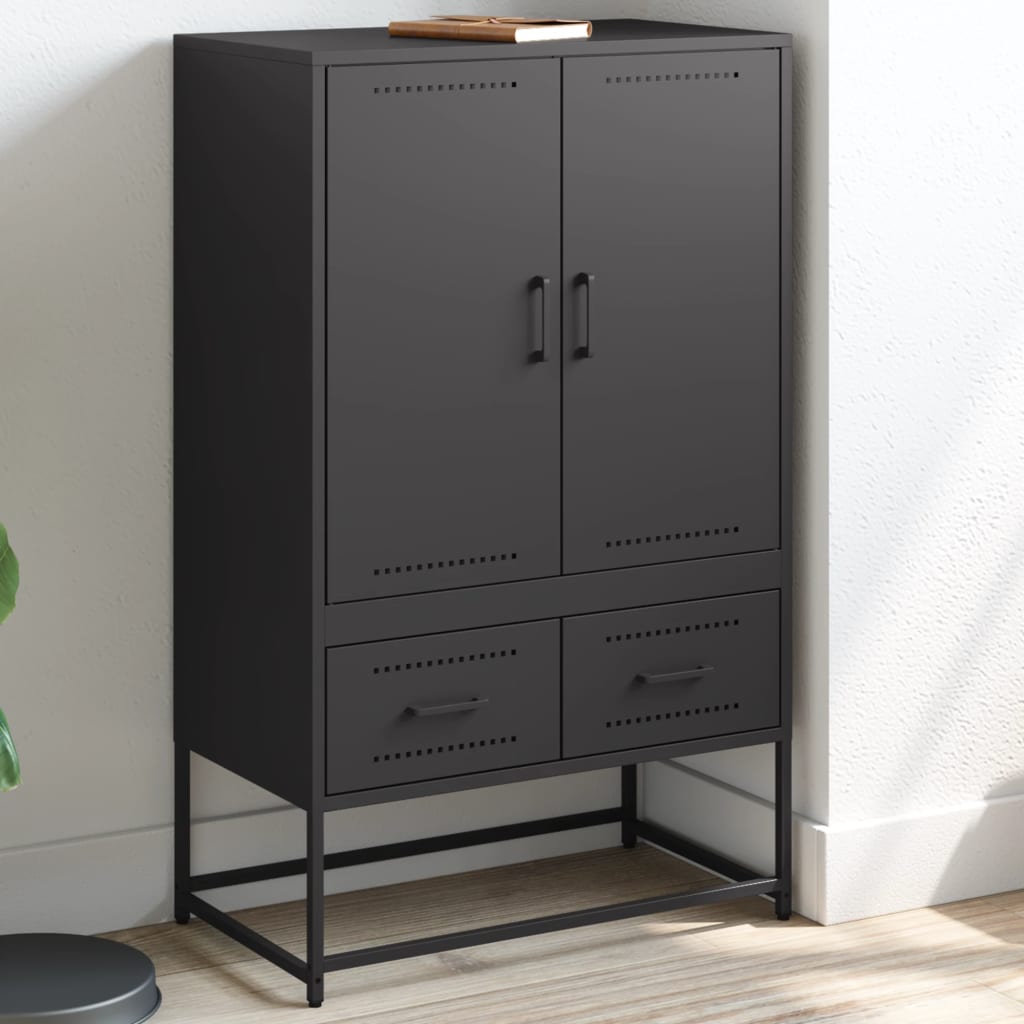 Highboard Black 68x39x111.5 cm Steel