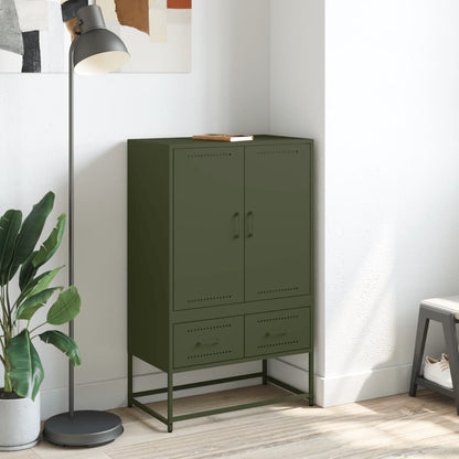 Highboard Olive Green 68x39x111.5 cm Steel