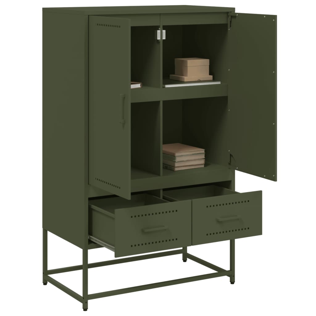 Highboard Olive Green 68x39x111.5 cm Steel