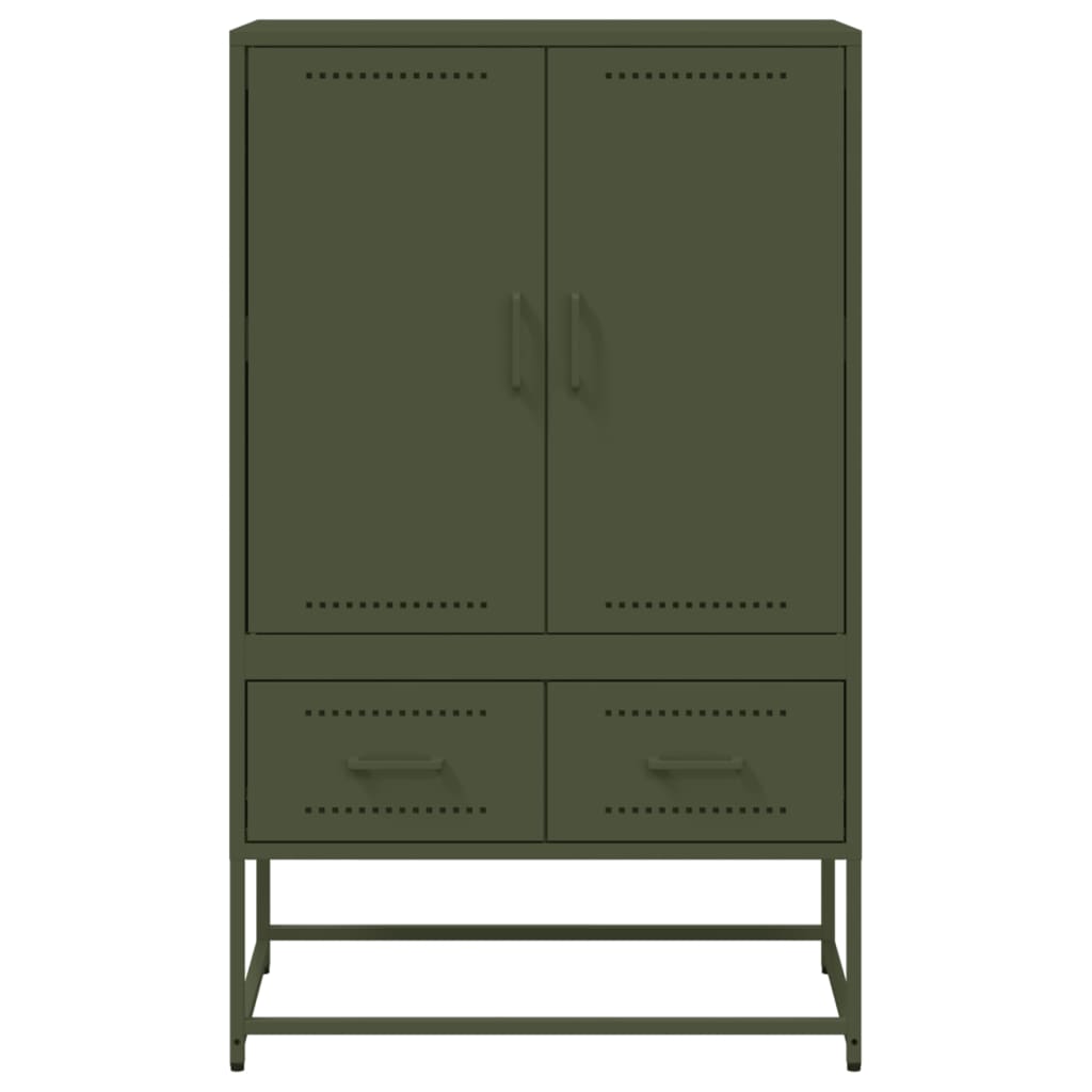 Highboard Olive Green 68x39x111.5 cm Steel