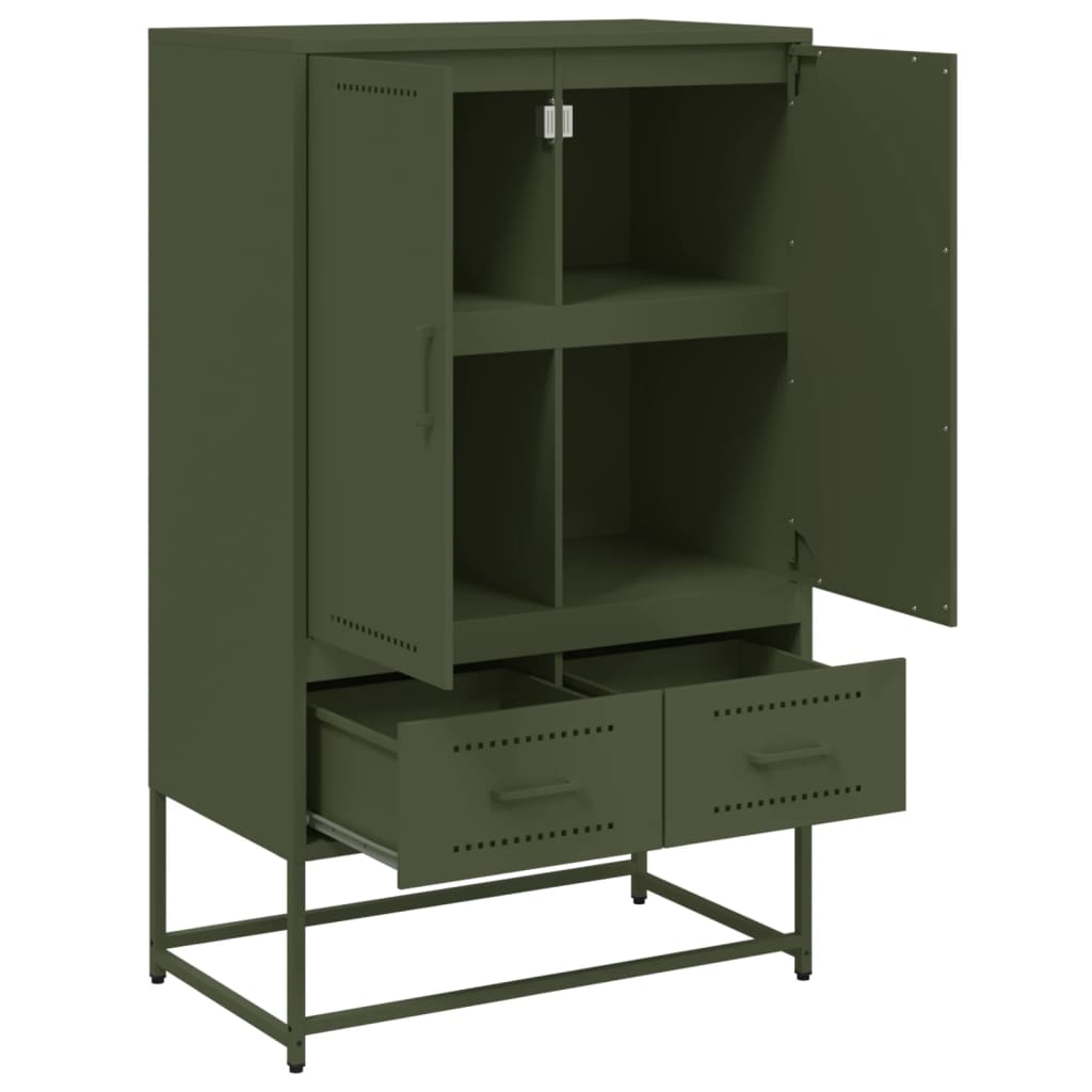 Highboard Olive Green 68x39x111.5 cm Steel