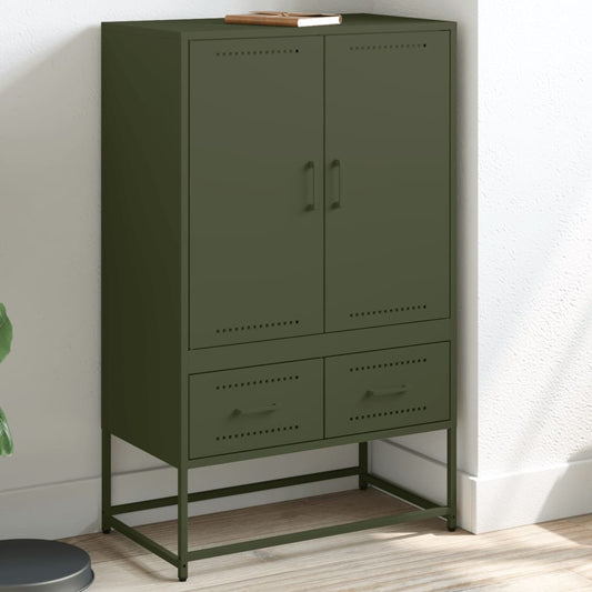 Highboard Olive Green 68x39x111.5 cm Steel