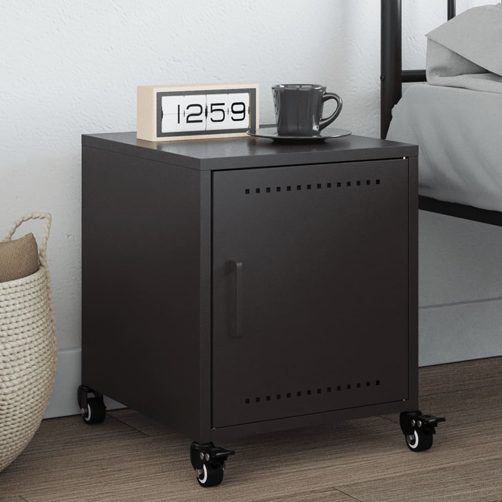 Bedside Cabinet Black 36x39x43.5 cm Steel