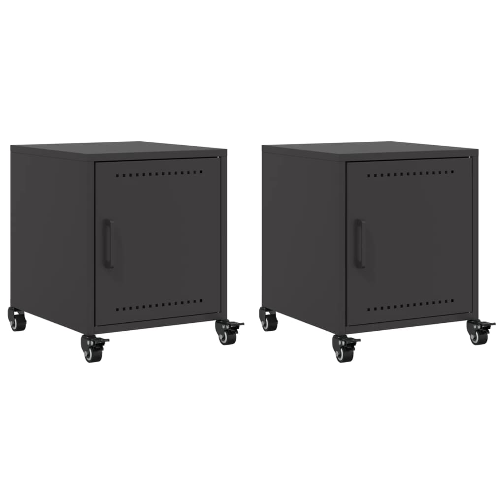 Bedside Cabinets 2 pcs Black 36x39x43.5 cm Steel