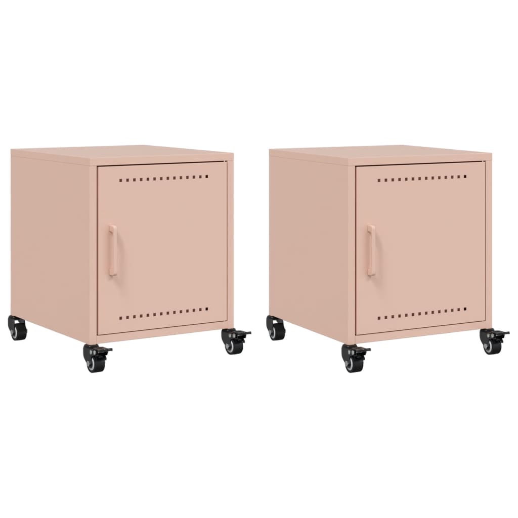 Bedside Cabinets 2 pcs Pink 36x39x43.5 cm Steel