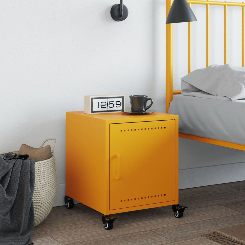 Bedside Cabinet Mustard Yellow 36x39x43.5 cm Steel