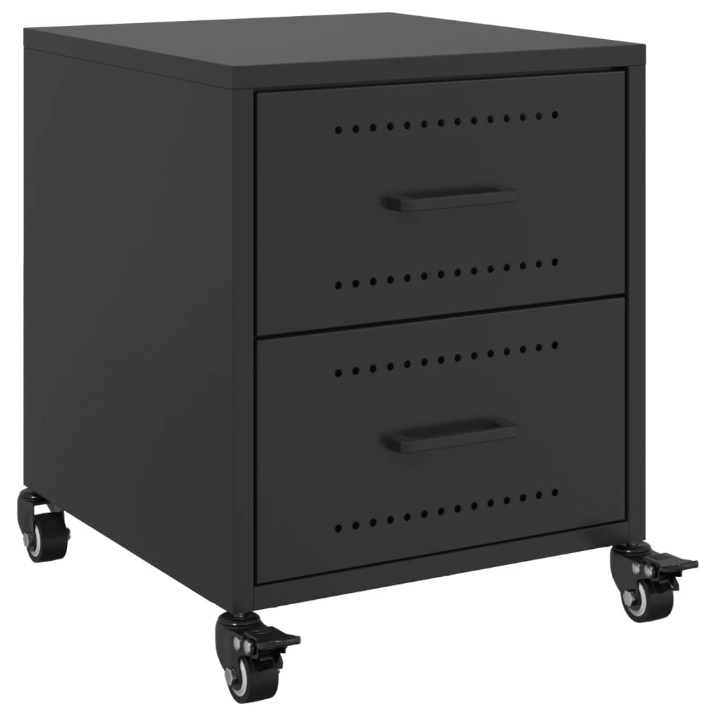 Bedside Cabinet Black 36x39x43.5 cm Steel