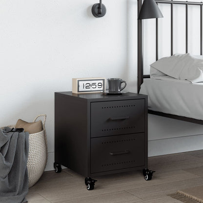 Bedside Cabinet Black 36x39x43.5 cm Steel