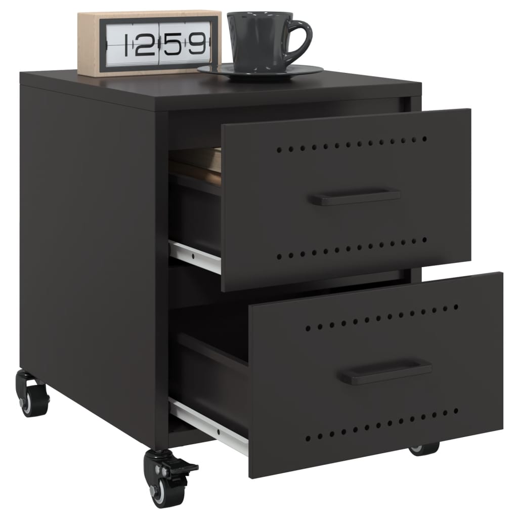 Bedside Cabinet Black 36x39x43.5 cm Steel