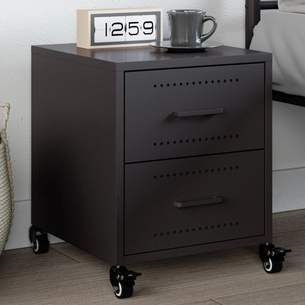 Bedside Cabinet Black 36x39x43.5 cm Steel