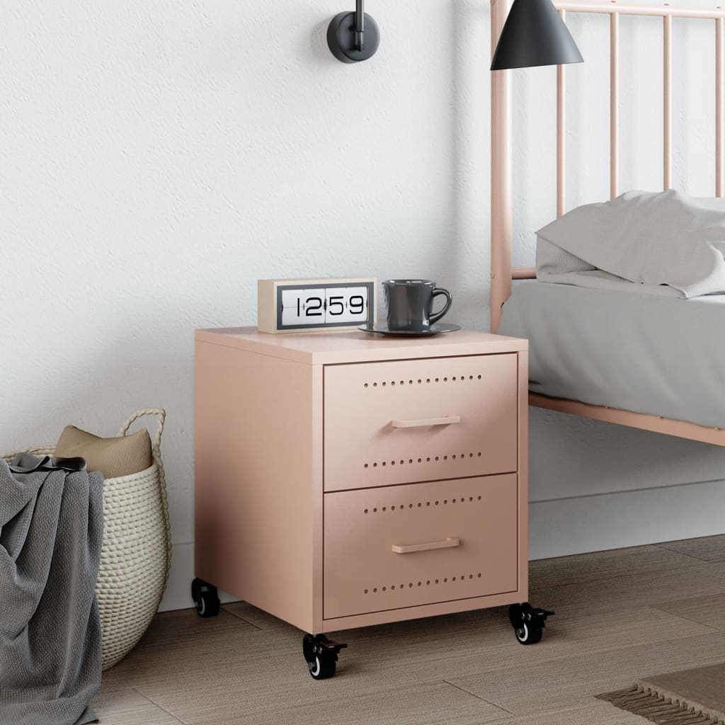 Bedside Cabinet Pink 36x39x43.5 cm Steel