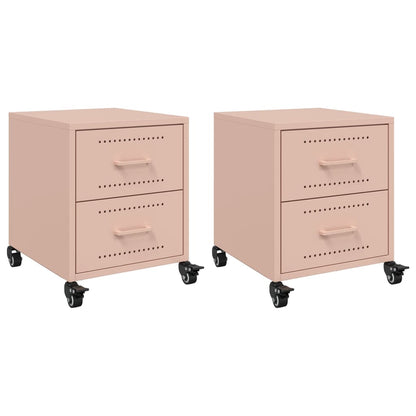 Bedside Cabinets 2 pcs Pink 36x39x43.5 cm Steel