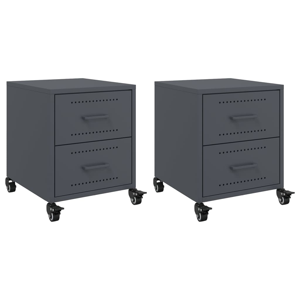 Bedside Cabinets 2 pcs Anthracite 36x39x43.5 cm Steel