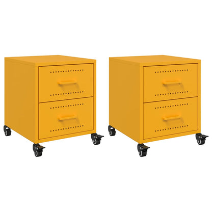 Bedside Cabinets 2 pcs Mustard Yellow 36x39x43.5 cm Steel