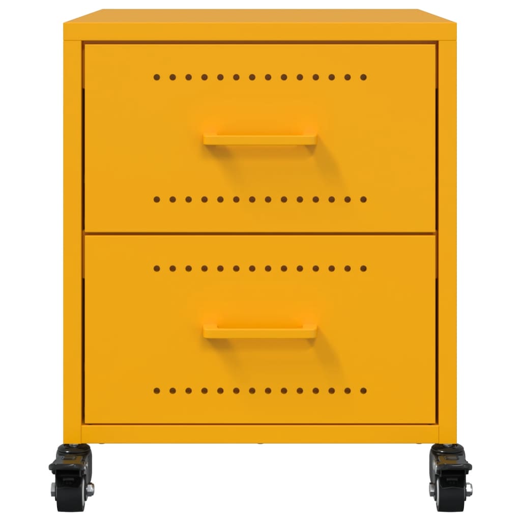 Bedside Cabinets 2 pcs Mustard Yellow 36x39x43.5 cm Steel