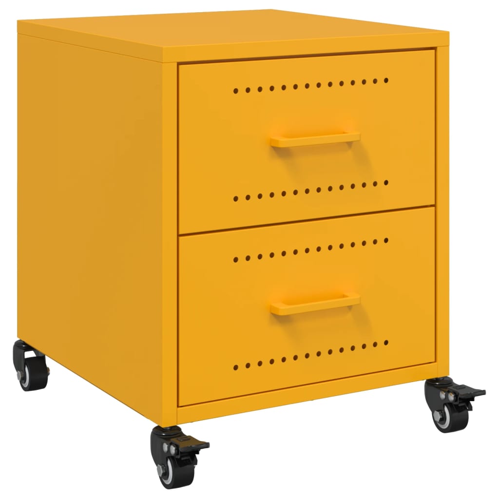 Bedside Cabinets 2 pcs Mustard Yellow 36x39x43.5 cm Steel