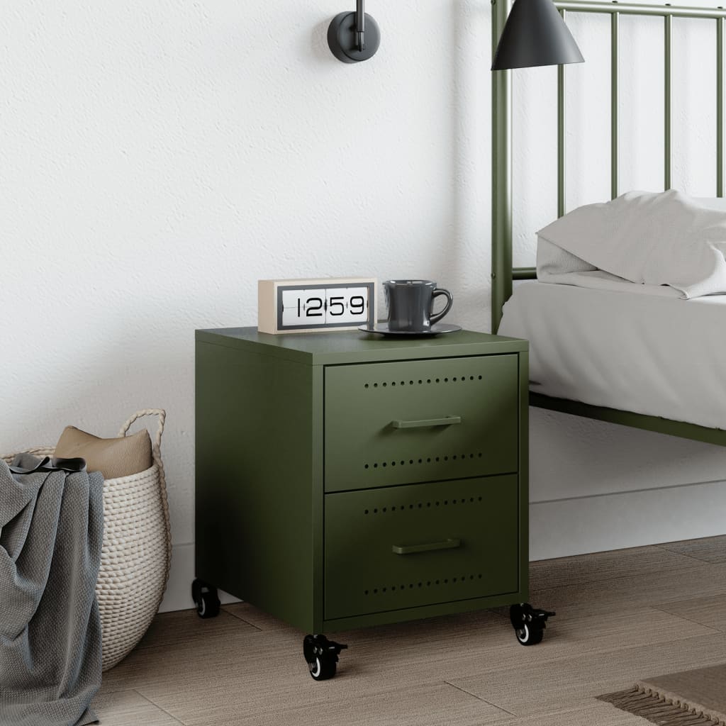 Bedside Cabinet Olive Green 36x39x43.5 cm Steel