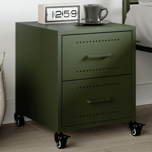 Bedside Cabinet Olive Green 36x39x43.5 cm Steel