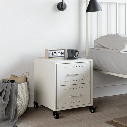 Bedside Cabinet White 36x39x43.5 cm Steel