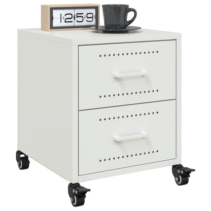 Bedside Cabinet White 36x39x43.5 cm Steel