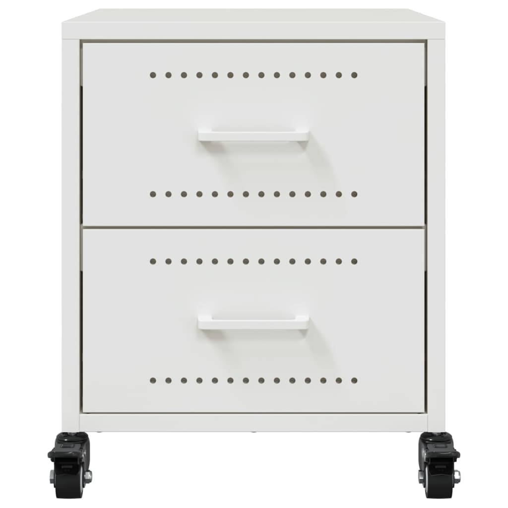 Bedside Cabinet White 36x39x43.5 cm Steel