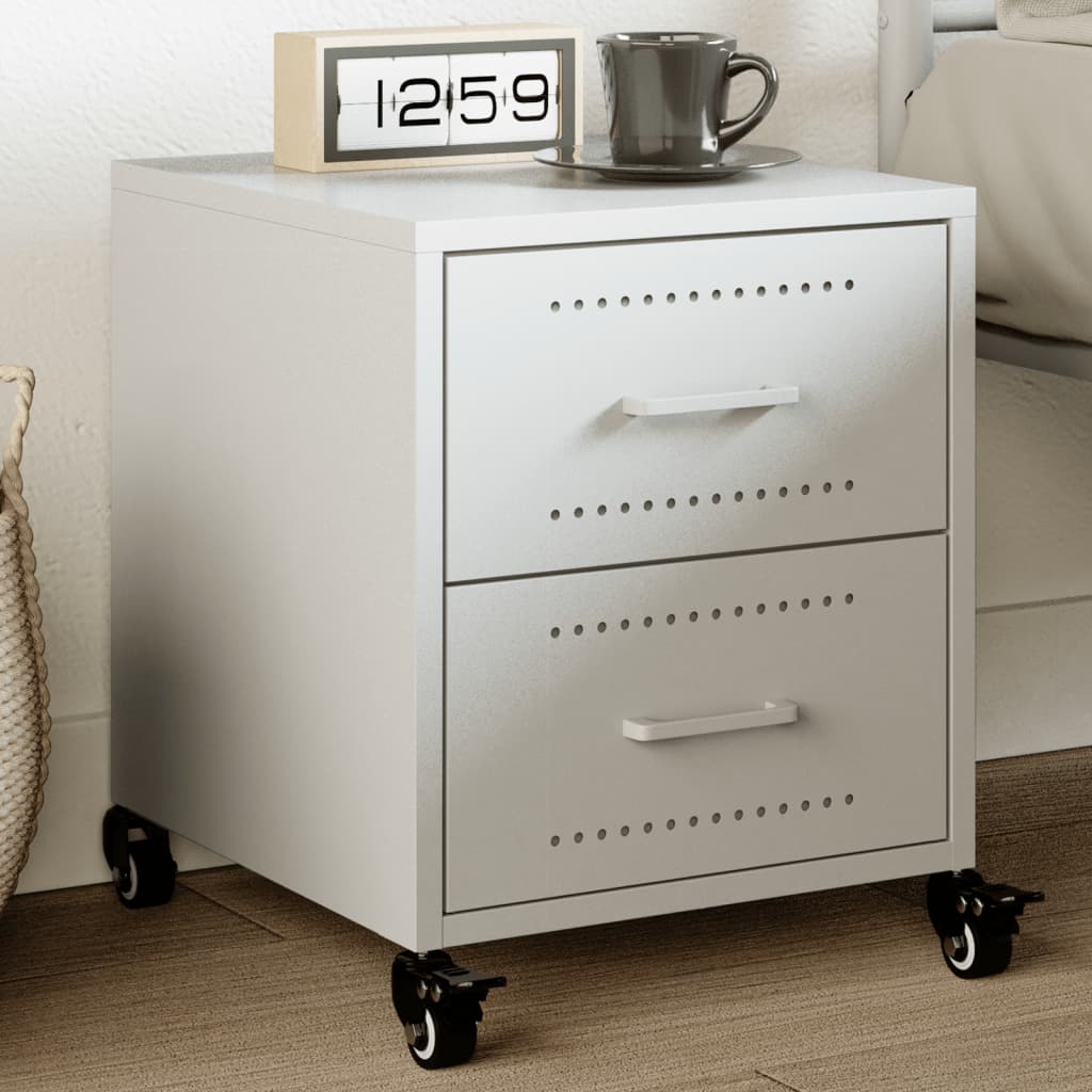 Bedside Cabinet White 36x39x43.5 cm Steel