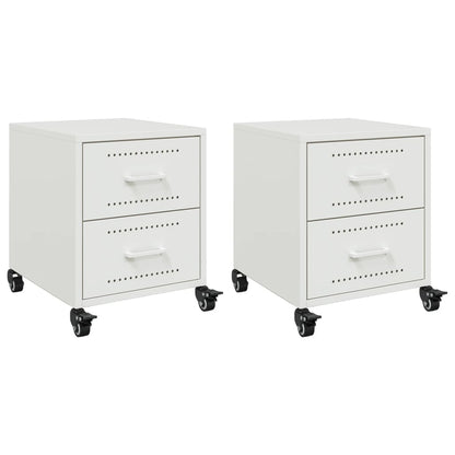 Bedside Cabinets 2 pcs White 36x39x43.5 cm Steel