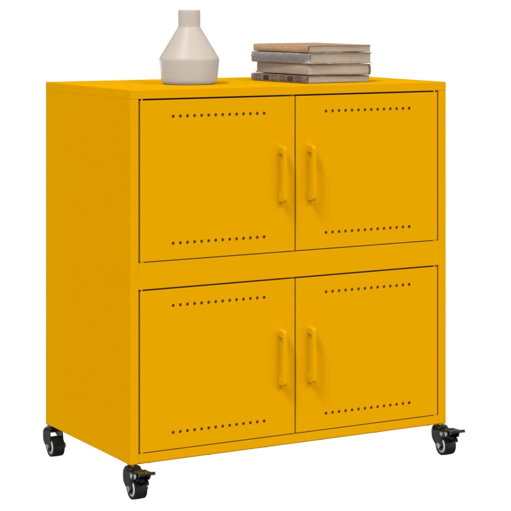 Sideboard Mustard Yellow 68x39x72 cm Steel