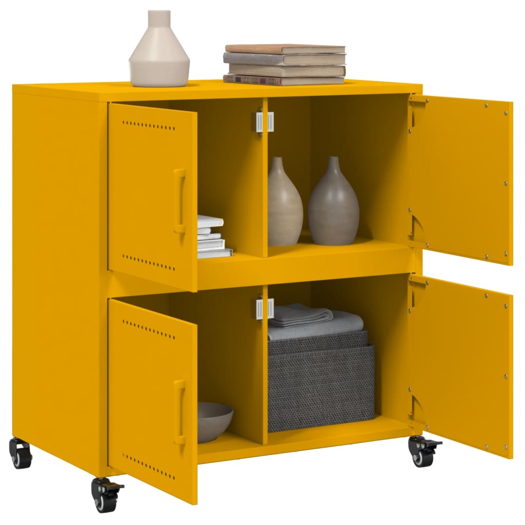 Sideboard Mustard Yellow 68x39x72 cm Steel