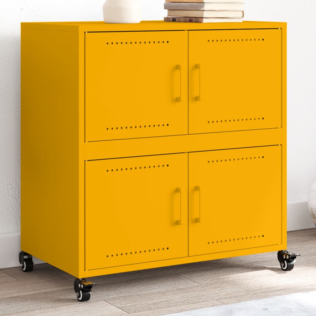 Sideboard Mustard Yellow 68x39x72 cm Steel