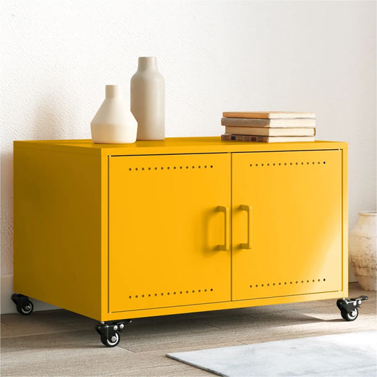Coffee Table Mustard Yellow 68x50x43.5 cm Steel