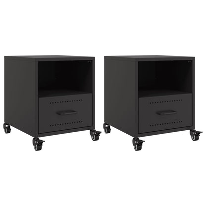 Bedside Cabinets 2 pcs Black 36x39x43.5 cm Steel