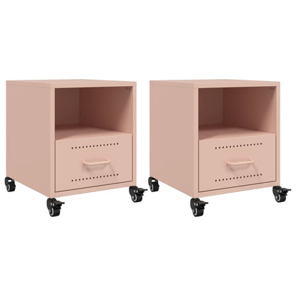 Bedside Cabinets 2 pcs Pink 36x39x43.5 cm Steel