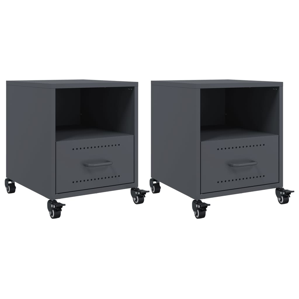 Bedside Cabinets 2 pcs Anthracite 36x39x43.5 cm Steel