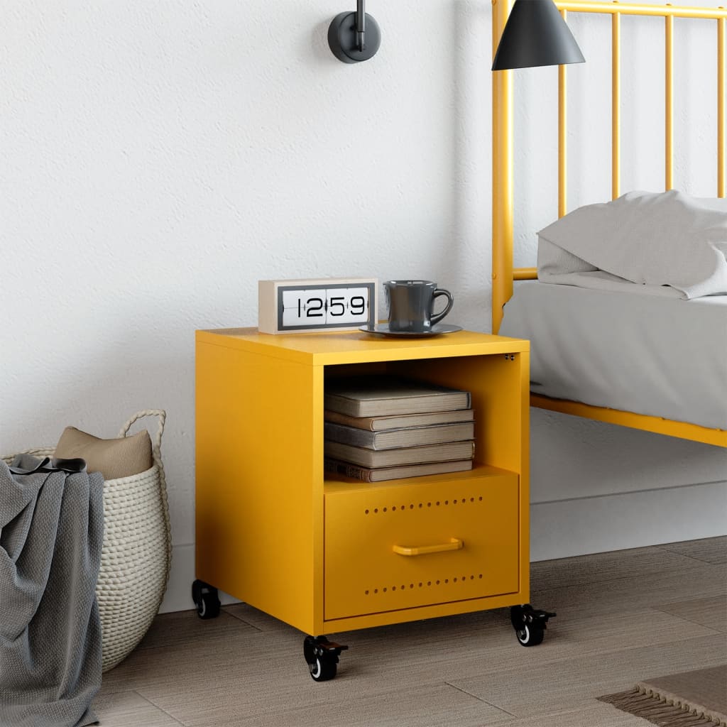 Bedside Cabinet Mustard Yellow 36x39x43.5 cm Steel