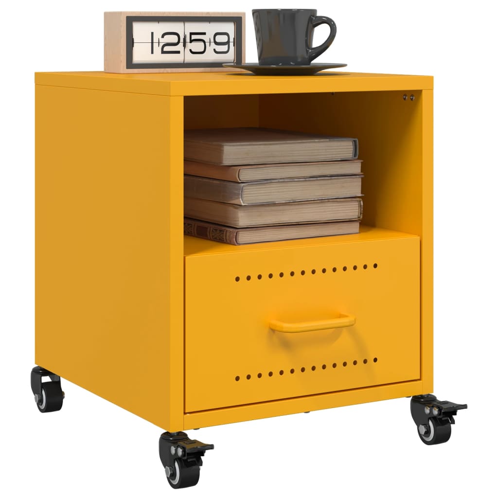 Bedside Cabinet Mustard Yellow 36x39x43.5 cm Steel