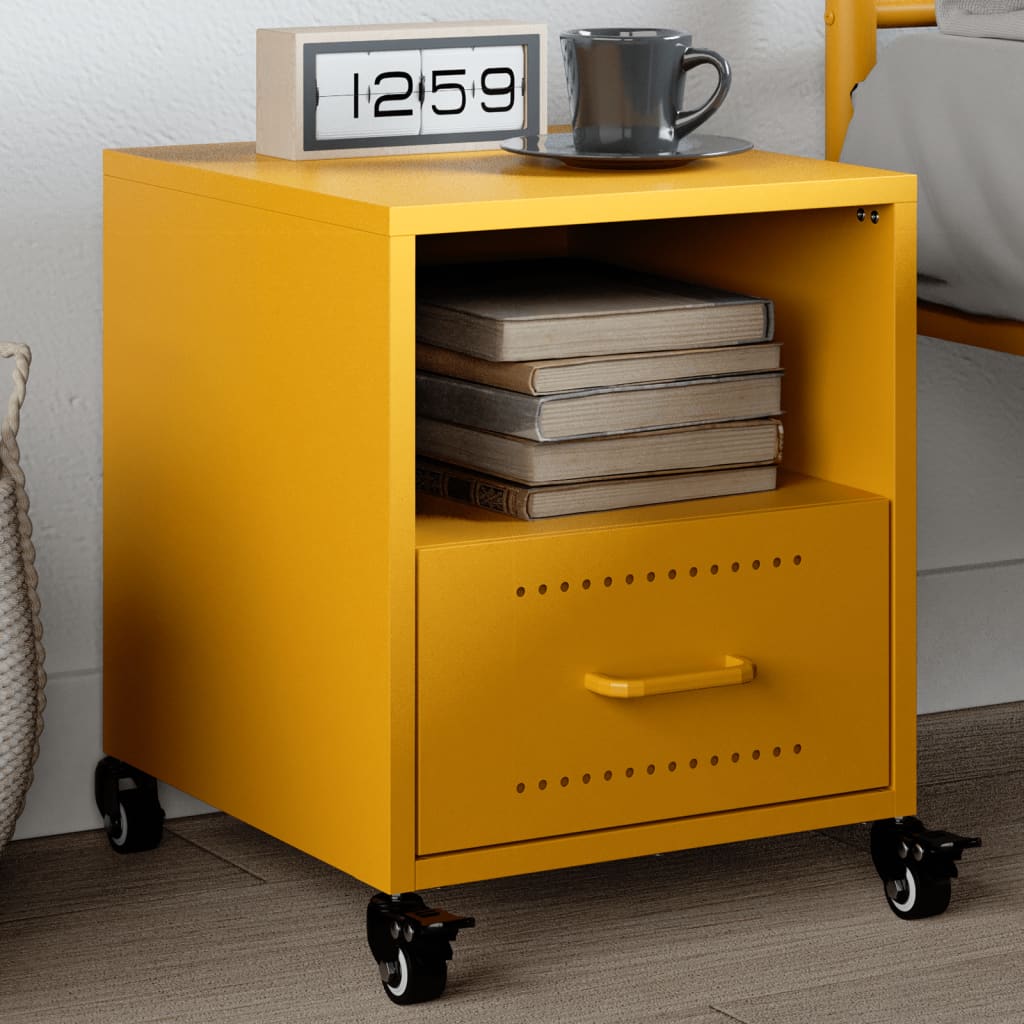 Bedside Cabinet Mustard Yellow 36x39x43.5 cm Steel