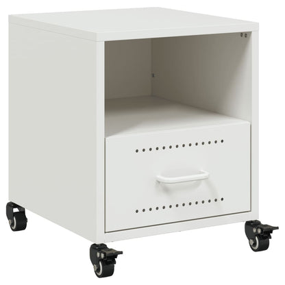 Bedside Cabinet White 36x39x43.5 cm Steel