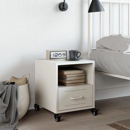 Bedside Cabinet White 36x39x43.5 cm Steel