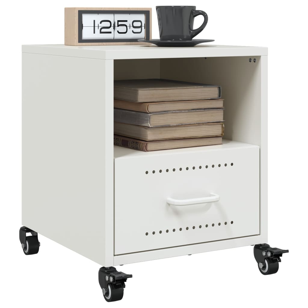 Bedside Cabinet White 36x39x43.5 cm Steel