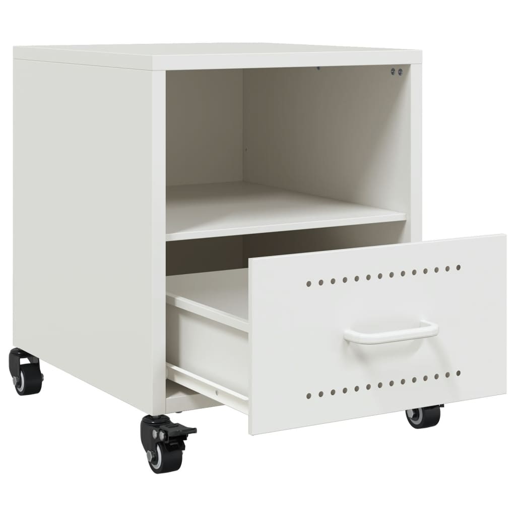 Bedside Cabinet White 36x39x43.5 cm Steel