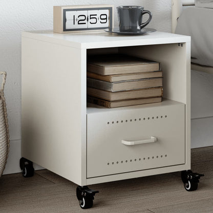 Bedside Cabinet White 36x39x43.5 cm Steel