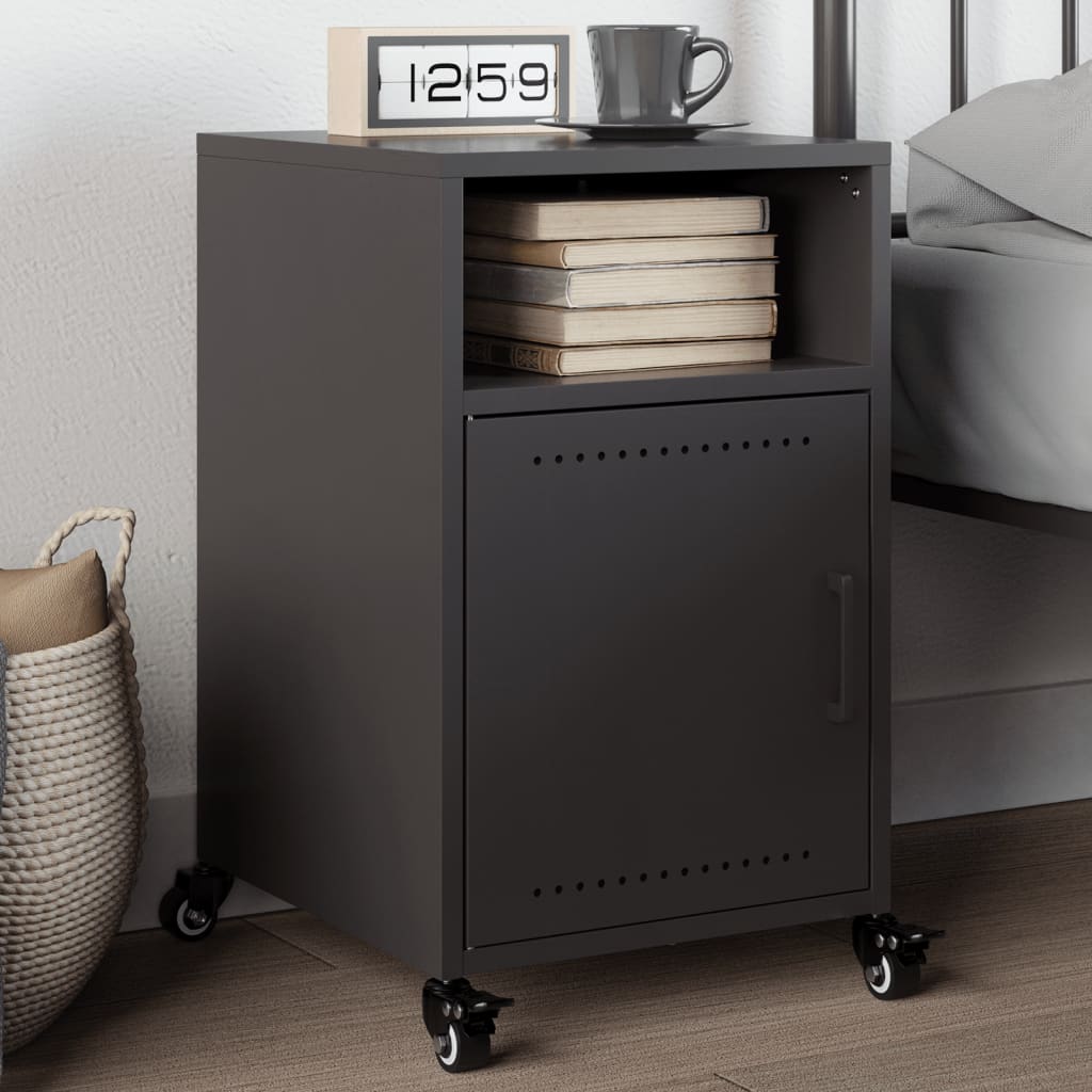 Bedside Cabinet Black 36x39x59 cm Steel