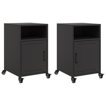 Bedside Cabinets 2 pcs Black 36x39x59 cm Steel