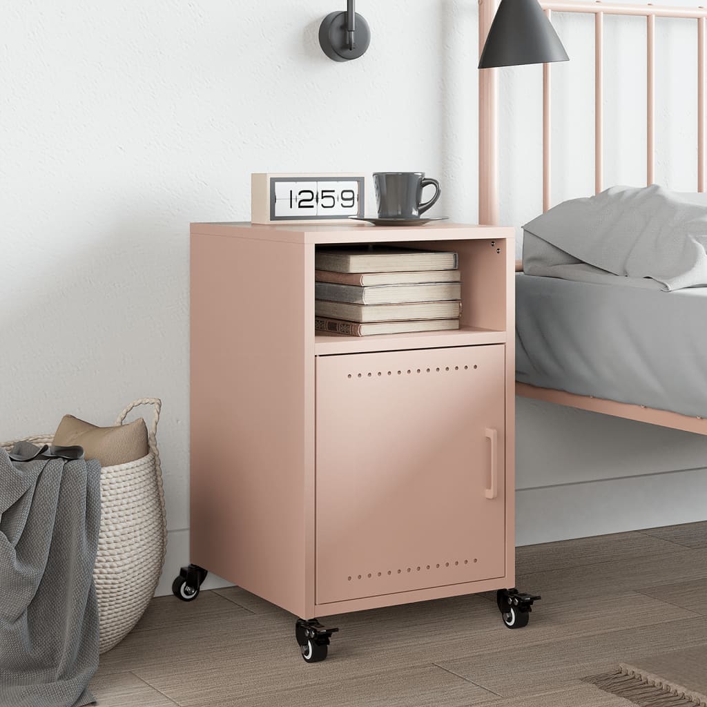 Bedside Cabinet Pink 36x39x59 cm Steel