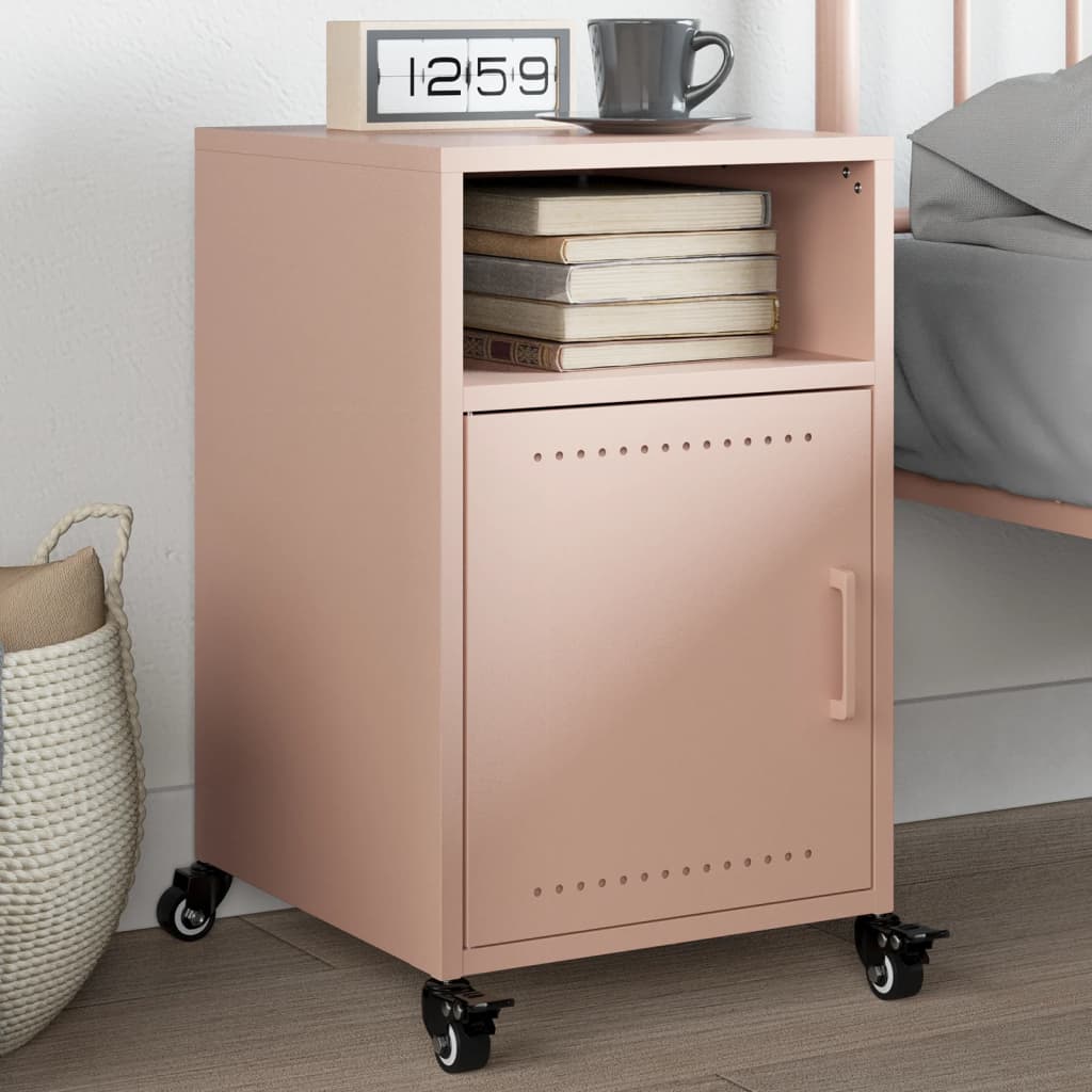 Bedside Cabinet Pink 36x39x59 cm Steel