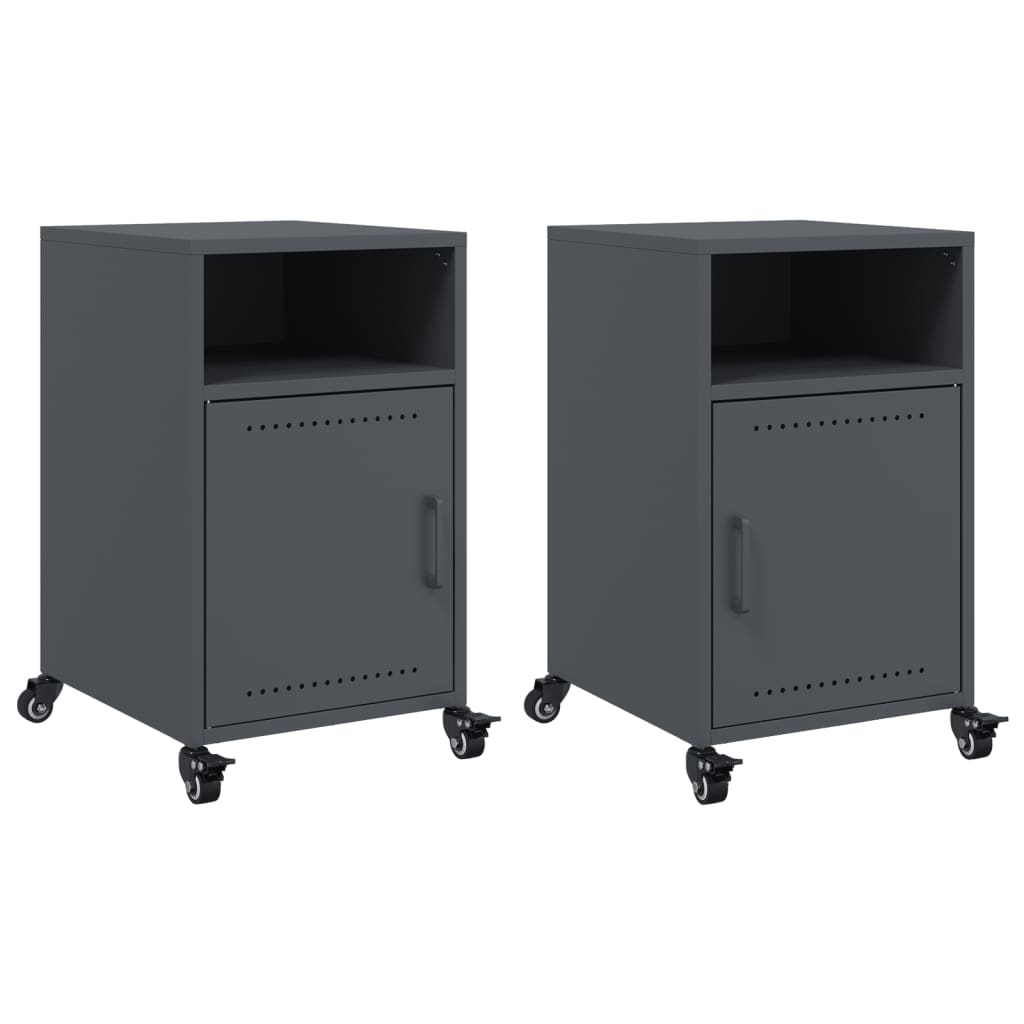 Bedside Cabinets 2 pcs Anthracite 36x39x59 cm Steel