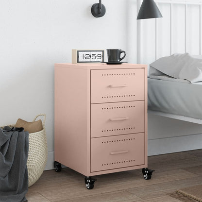 Bedside Cabinet Pink 36x39x59 cm Steel