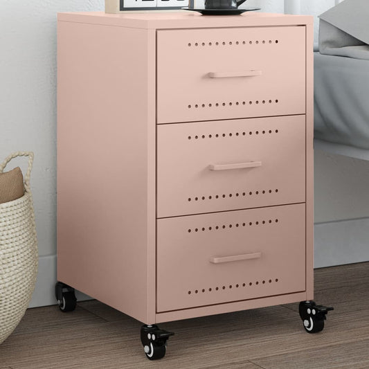 Bedside Cabinet Pink 36x39x59 cm Steel