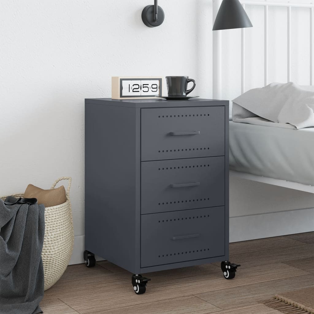 Bedside Cabinet Anthracite 36x39x59 cm Steel